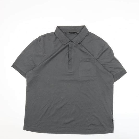 Ted Baker Men’s Grey Cotton Polo Shirt Size S Short Sleeve
