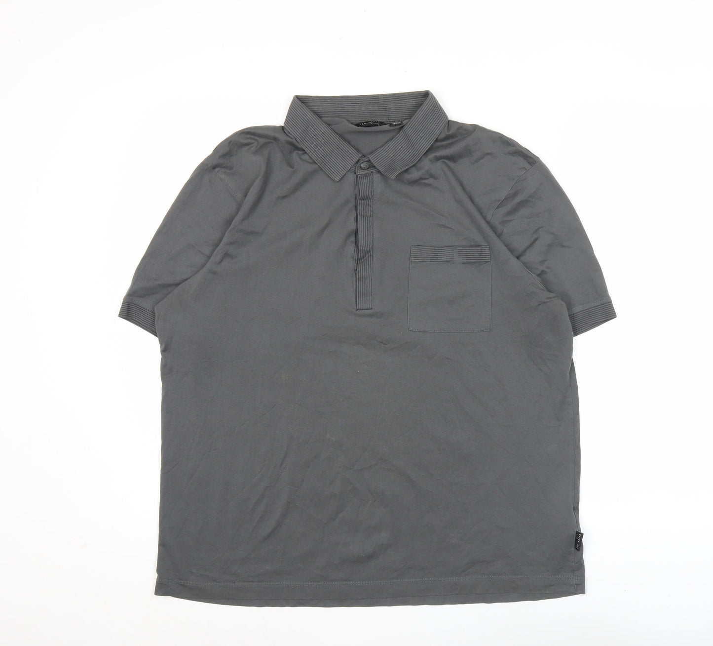 Ted Baker Men’s Grey Cotton Polo Shirt Size S Short Sleeve