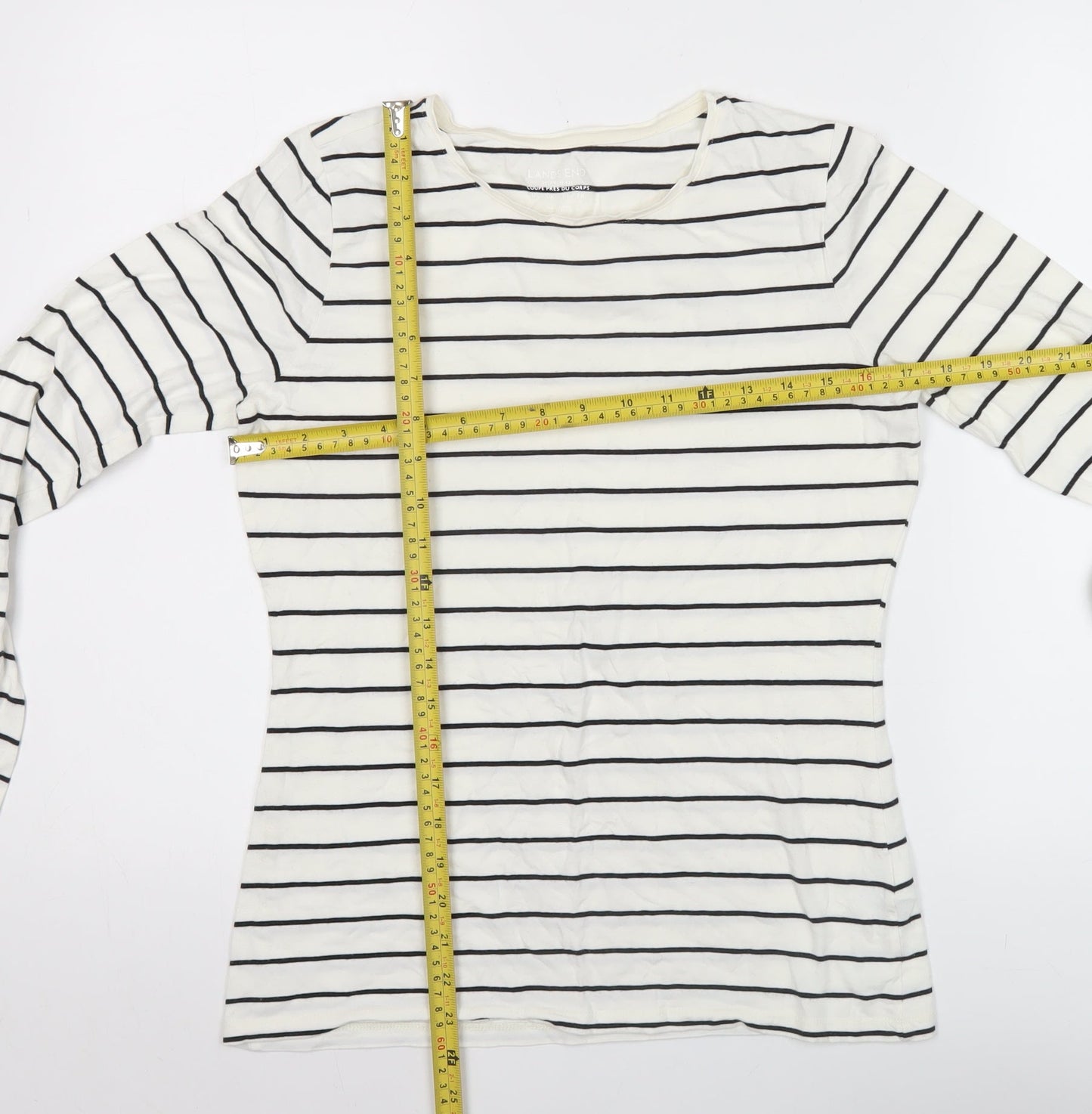 Womens UK Size M Lands' End White Basic T-Shirt