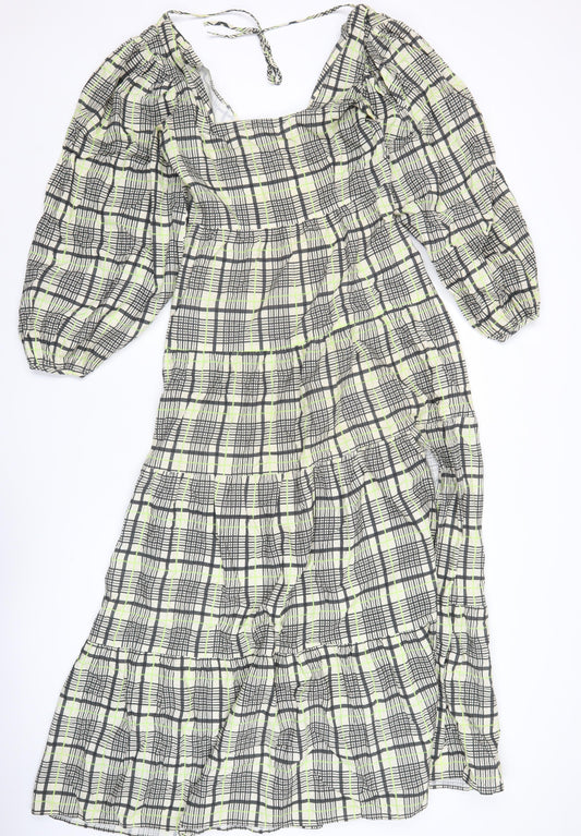 Topshop Women’s Multicoloured Check Midi A-Line Dress UK 8