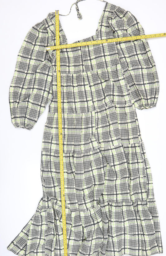 Topshop Women’s Multicoloured Check Midi A-Line Dress UK 8