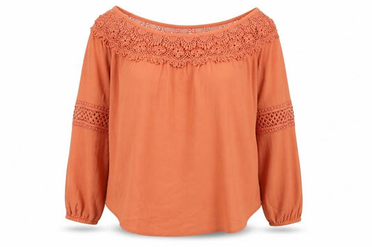 Womens UK Size 14 New Look Orange Bohemian Blouse