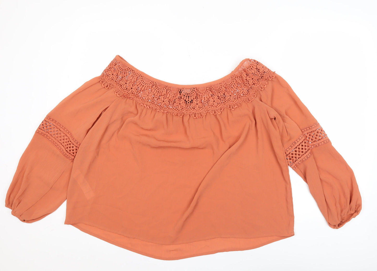 Womens UK Size 14 New Look Orange Bohemian Blouse