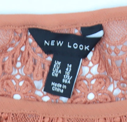 Womens UK Size 14 New Look Orange Bohemian Blouse