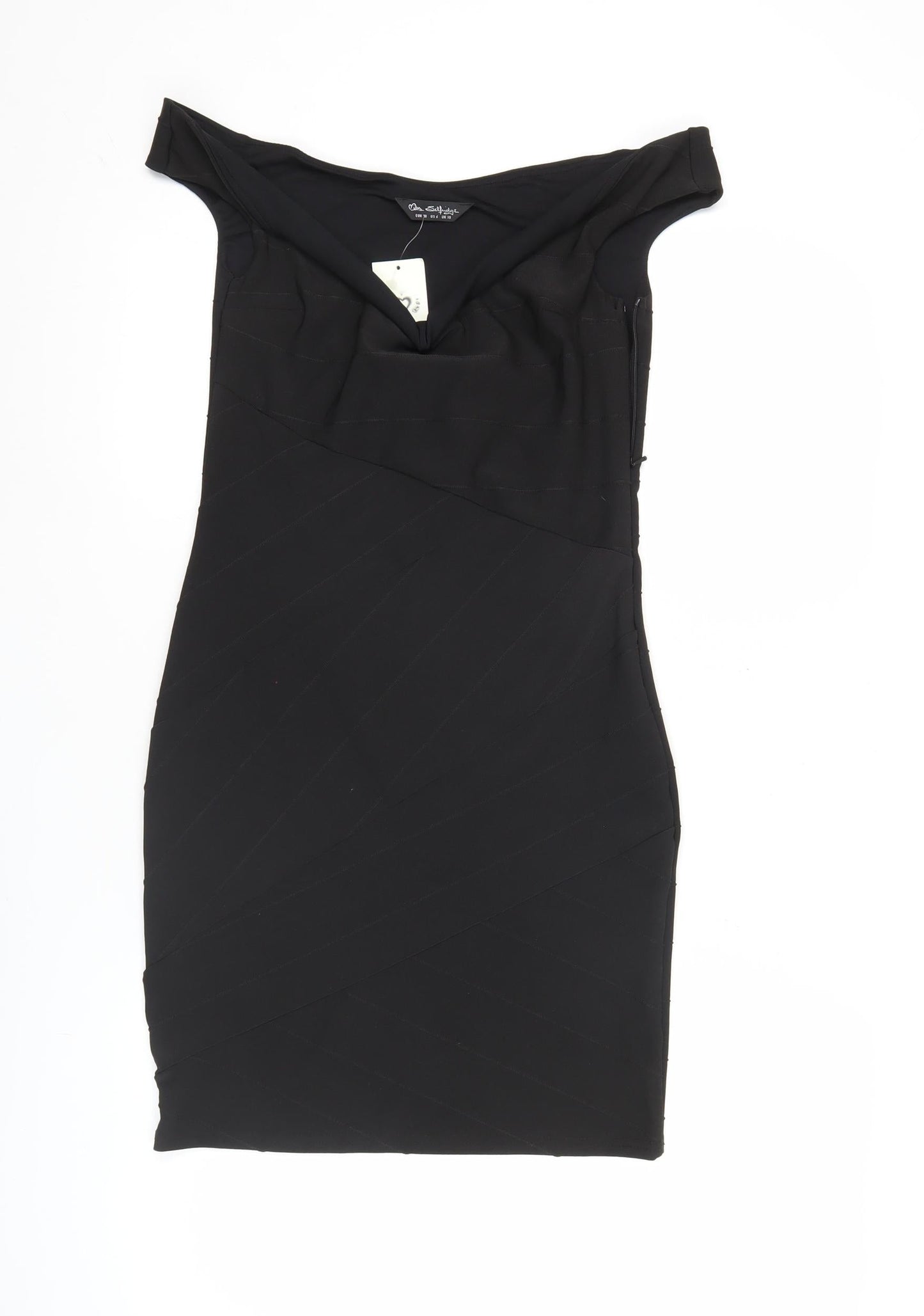 Miss Selfridge Womens Black Bodycon Dress Size 10 One Shoulder Cocktail