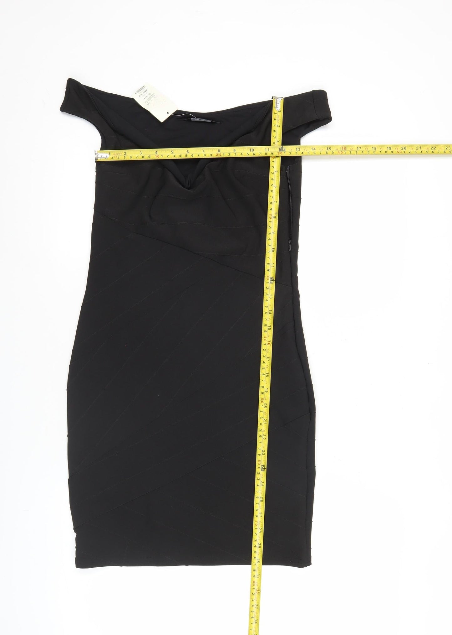 Miss Selfridge Womens Black Bodycon Dress Size 10 One Shoulder Cocktail