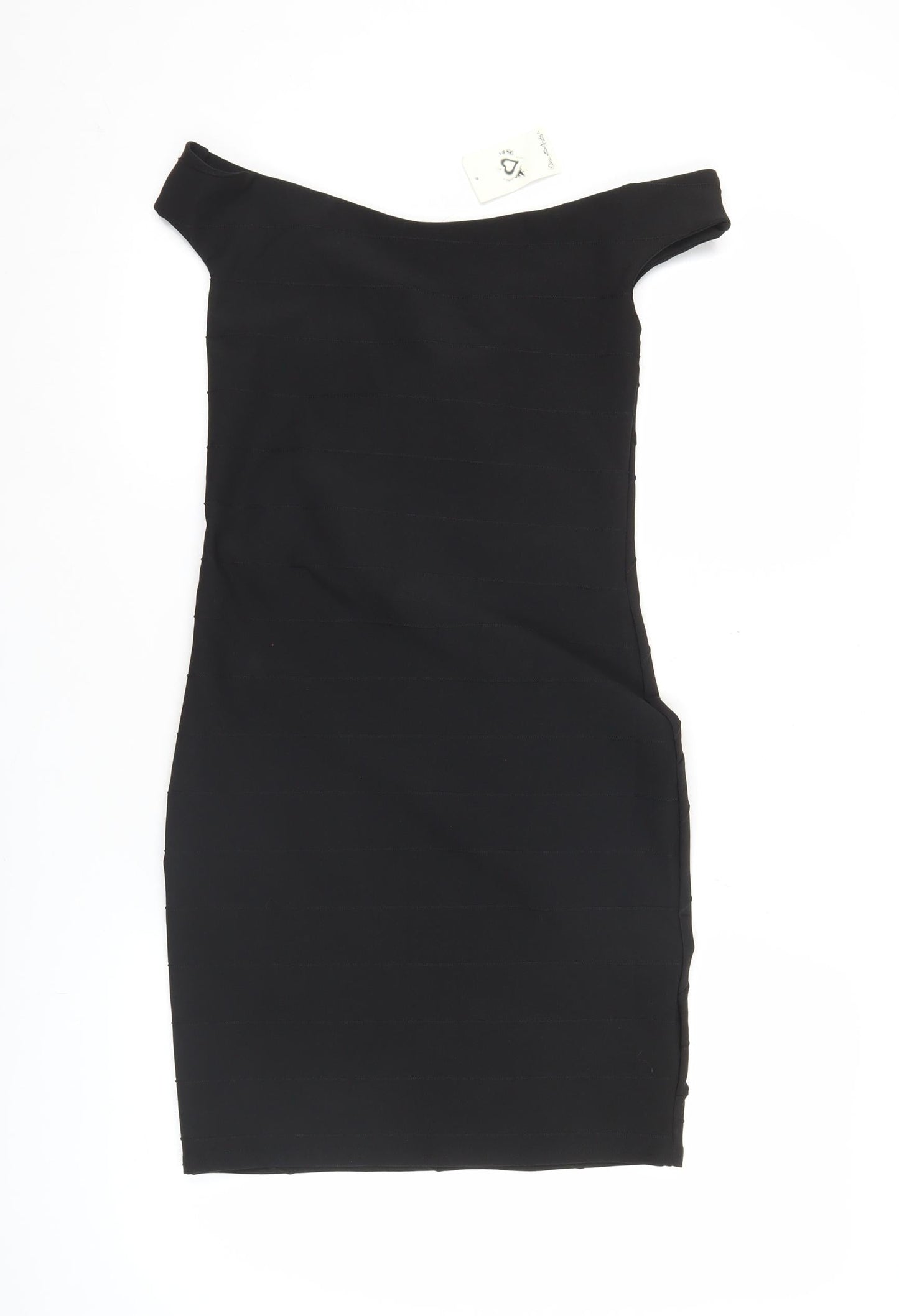 Miss Selfridge Womens Black Bodycon Dress Size 10 One Shoulder Cocktail