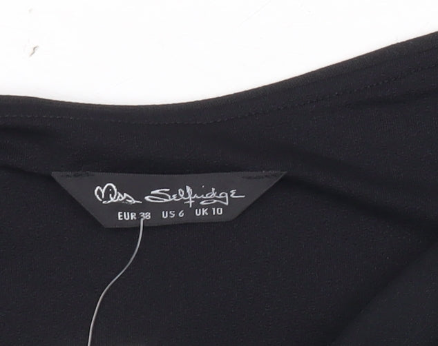 Miss Selfridge Womens Black Bodycon Dress Size 10 One Shoulder Cocktail