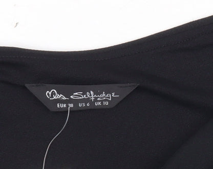 Miss Selfridge Womens Black Bodycon Dress Size 10 One Shoulder Cocktail