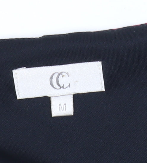 CC Women’s Black Purple Animal Print Sheath Dress M Long Sleeve V-Neck