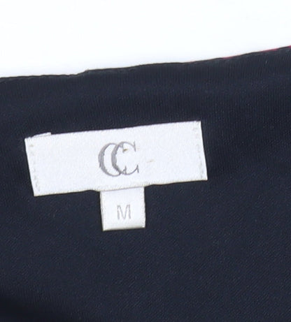 CC Women’s Black Purple Animal Print Sheath Dress M Long Sleeve V-Neck