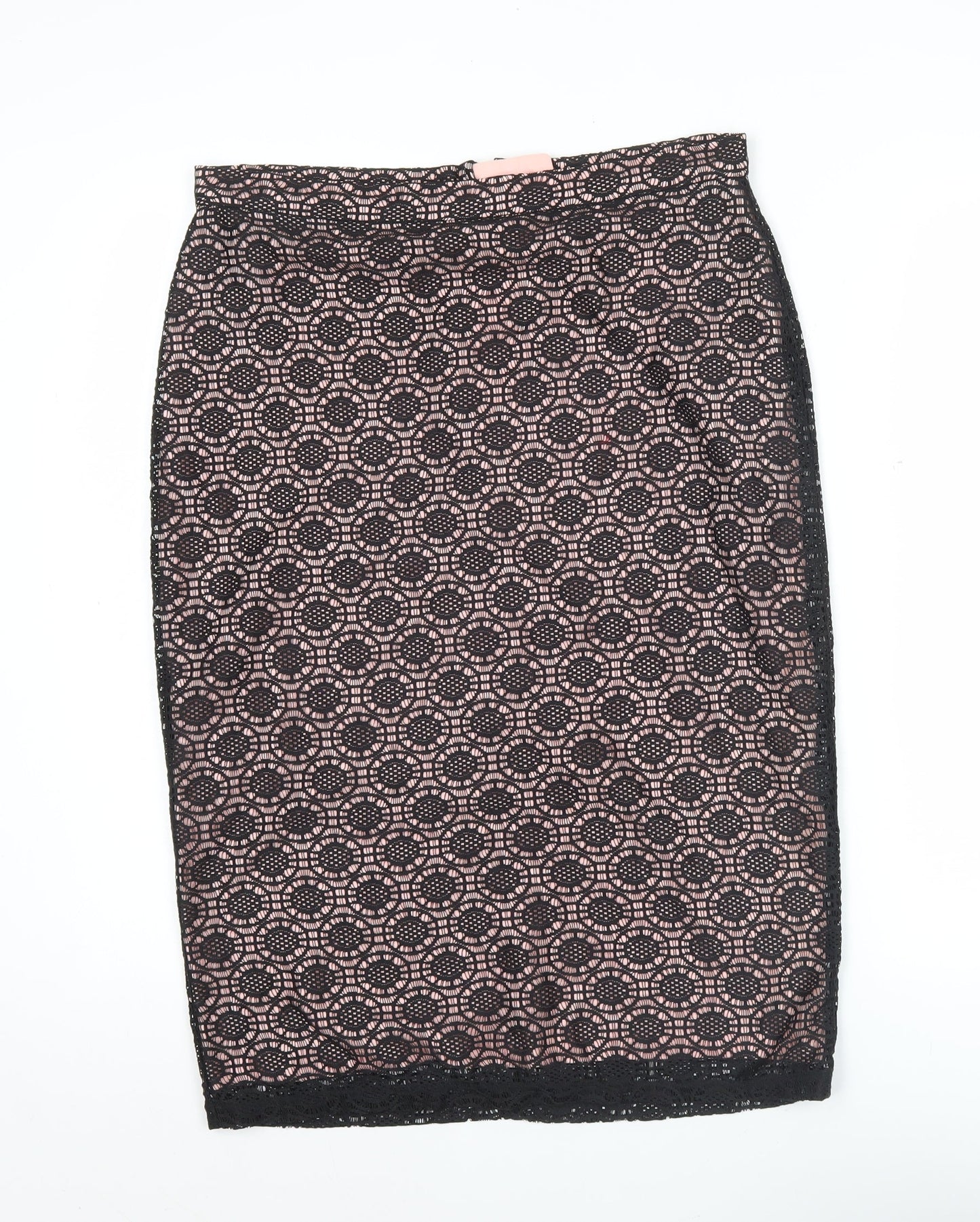 Wallis Womens Black Lace Pencil Skirt Size 12 Knee Length