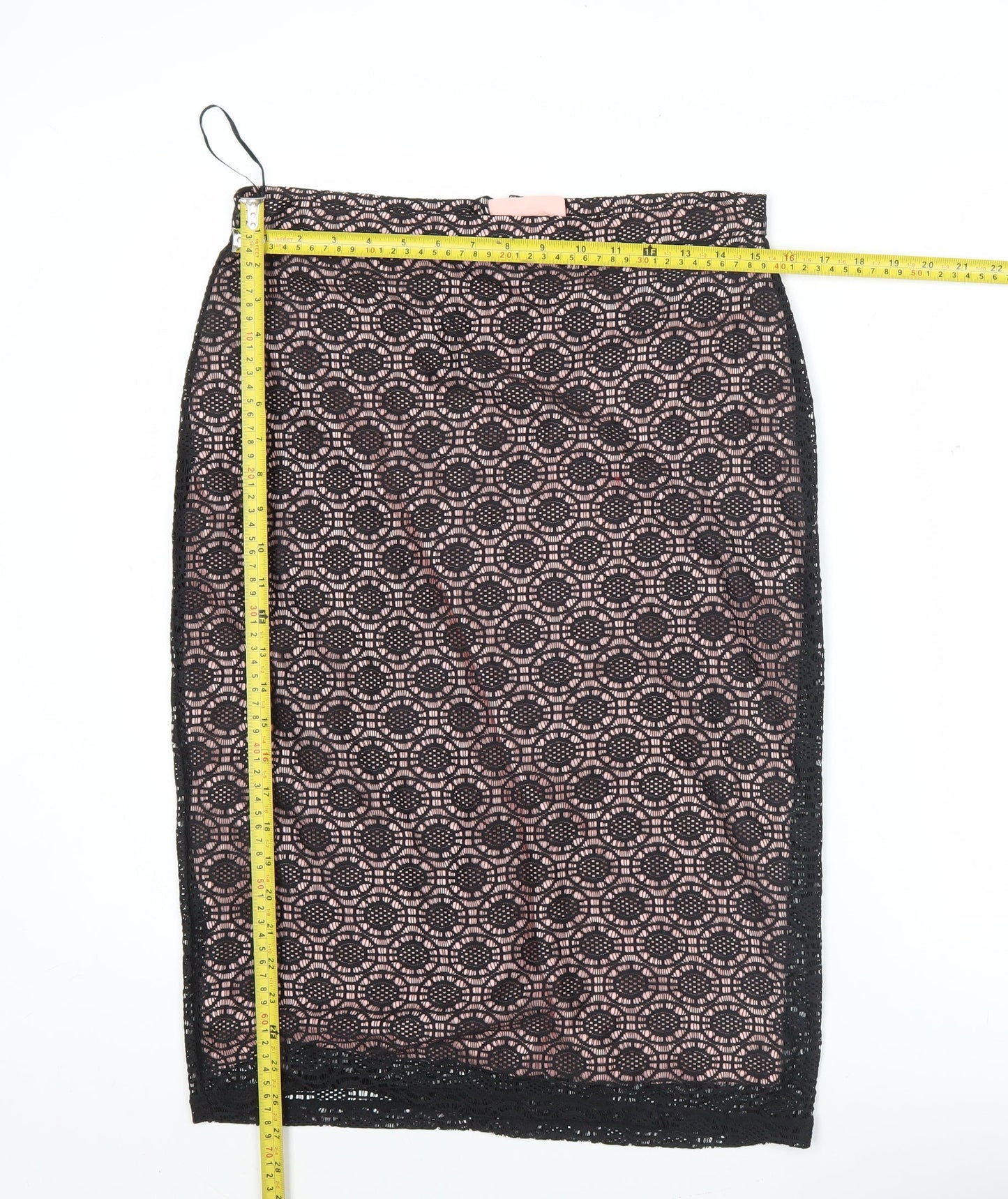 Wallis Womens Black Lace Pencil Skirt Size 12 Knee Length