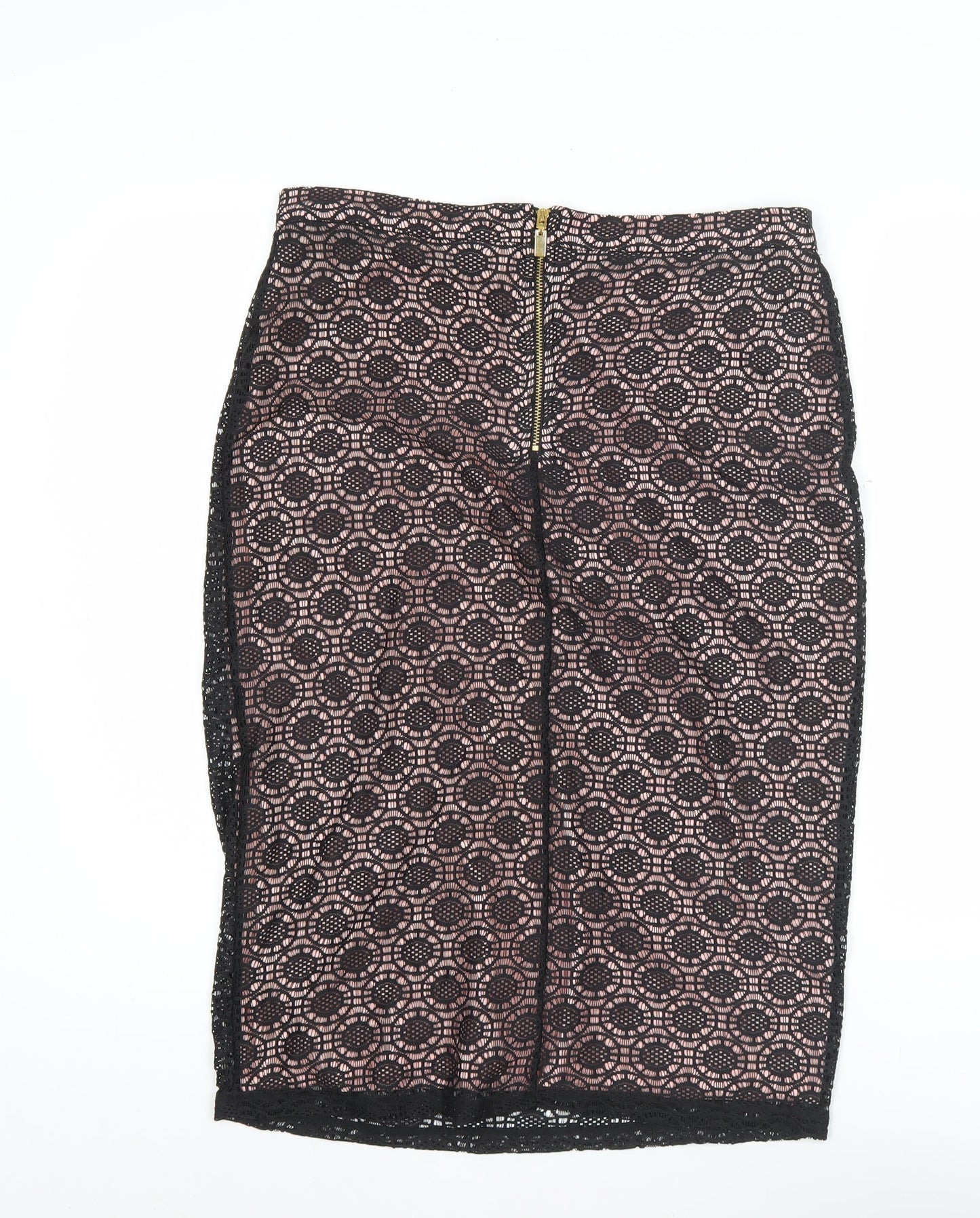 Wallis Womens Black Lace Pencil Skirt Size 12 Knee Length