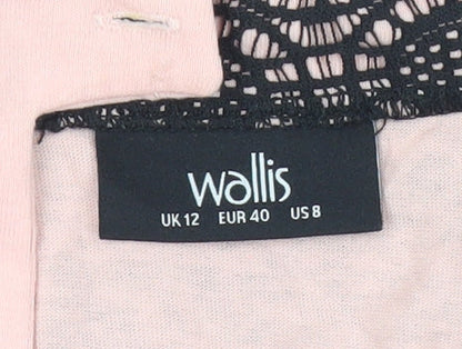 Wallis Womens Black Lace Pencil Skirt Size 12 Knee Length