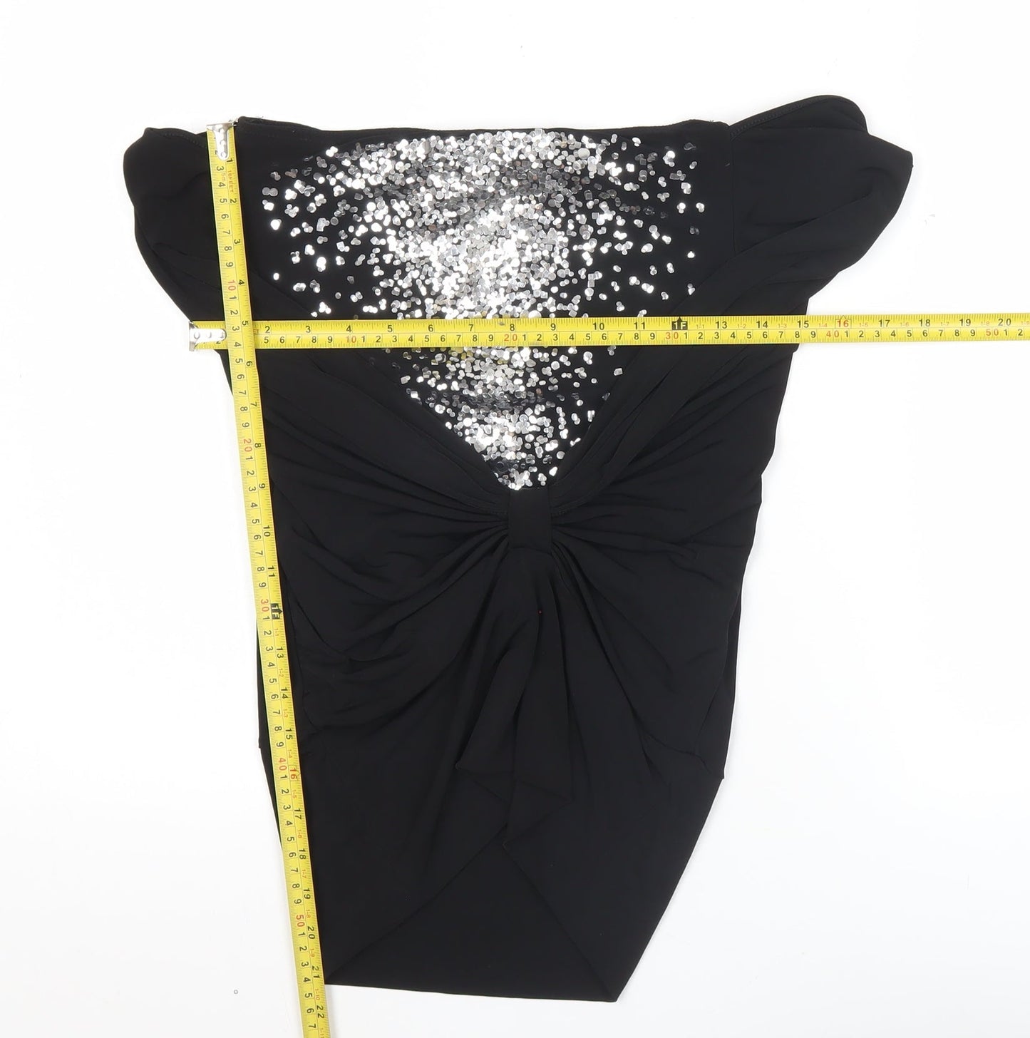Me Womens Black Sequin Party Blouse Size S Slim Fit V-Neck