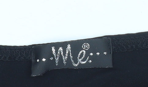 Me Womens Black Sequin Party Blouse Size S Slim Fit V-Neck