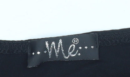 Me Womens Black Sequin Party Blouse Size S Slim Fit V-Neck