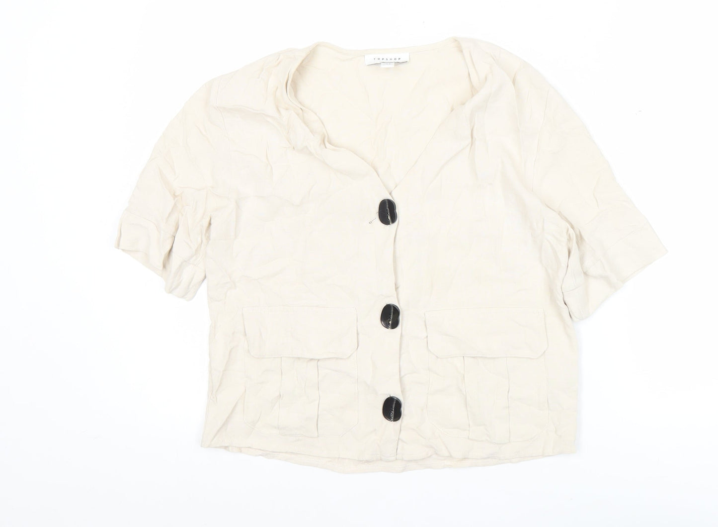 Womens UK Size 8 Topshop Beige Basic Blouse
