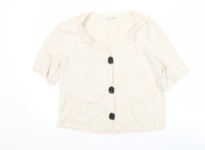 Womens UK Size 8 Topshop Beige Basic Blouse
