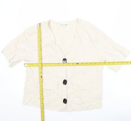 Womens UK Size 8 Topshop Beige Basic Blouse