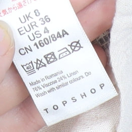 Womens UK Size 8 Topshop Beige Basic Blouse