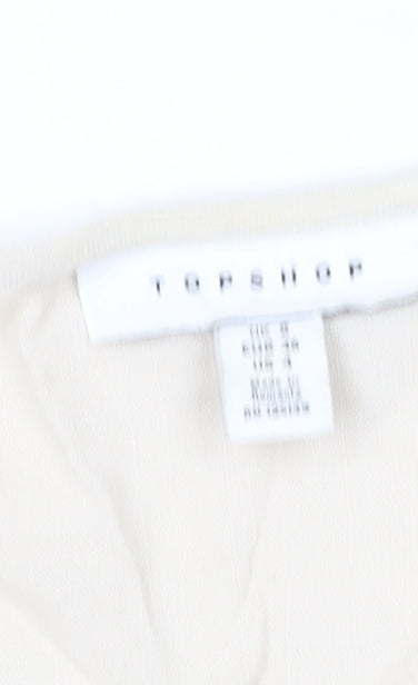 Womens UK Size 8 Topshop Beige Basic Blouse