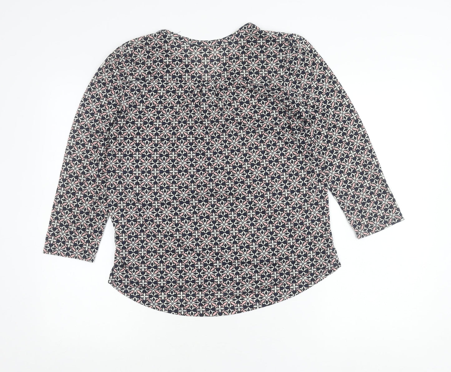 H&M Womens Multicoloured Tunic Blouse Size S Geometric V-Neck 3/4 Sleeve
