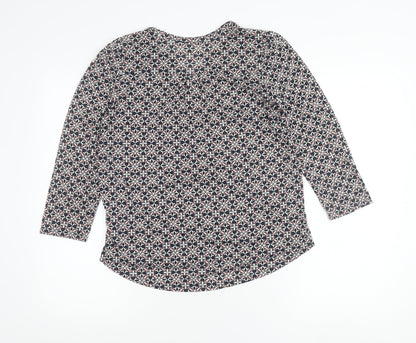 H&M Womens Multicoloured Tunic Blouse Size S Geometric V-Neck 3/4 Sleeve