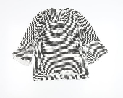 L.K.Bennett Women Black White Striped Tunic Blouse M