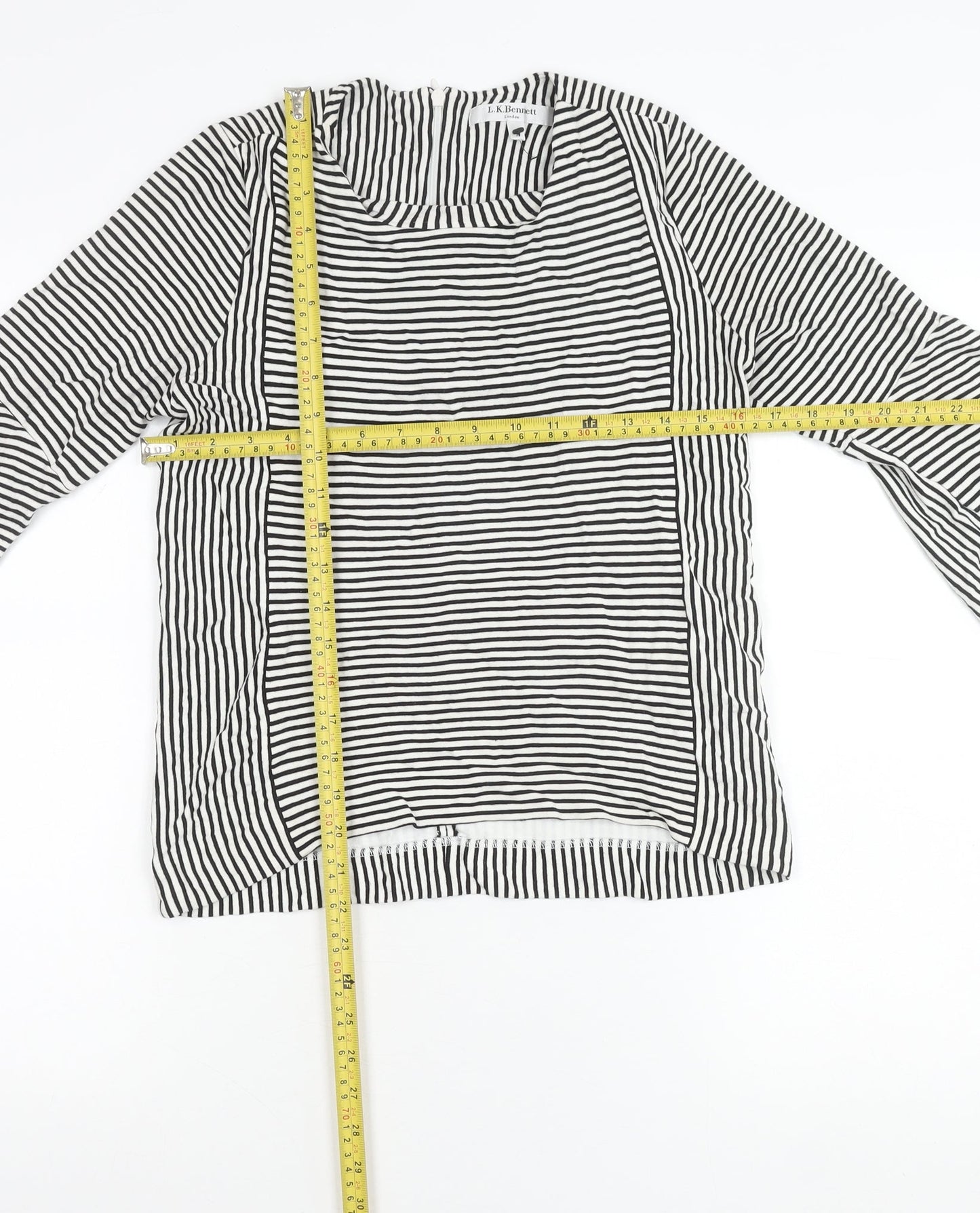 L.K.Bennett Women Black White Striped Tunic Blouse M