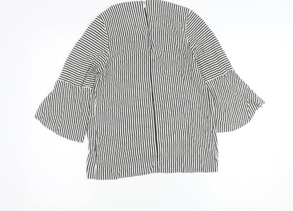 L.K.Bennett Women Black White Striped Tunic Blouse M