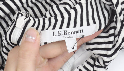 L.K.Bennett Women Black White Striped Tunic Blouse M