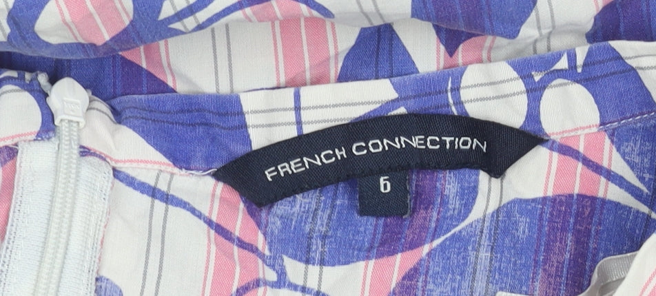 French Connection Womens Multicolour Floral Blouse Size 6 Zip Tunic Top