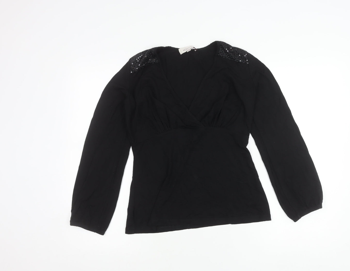 Womens UK Size 10 Bravissimo Black Wrap Blouse