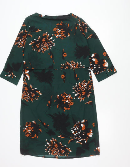 Mamalicious Women Green Floral Shift Maternity Dress Size M 3/4 Sleeve