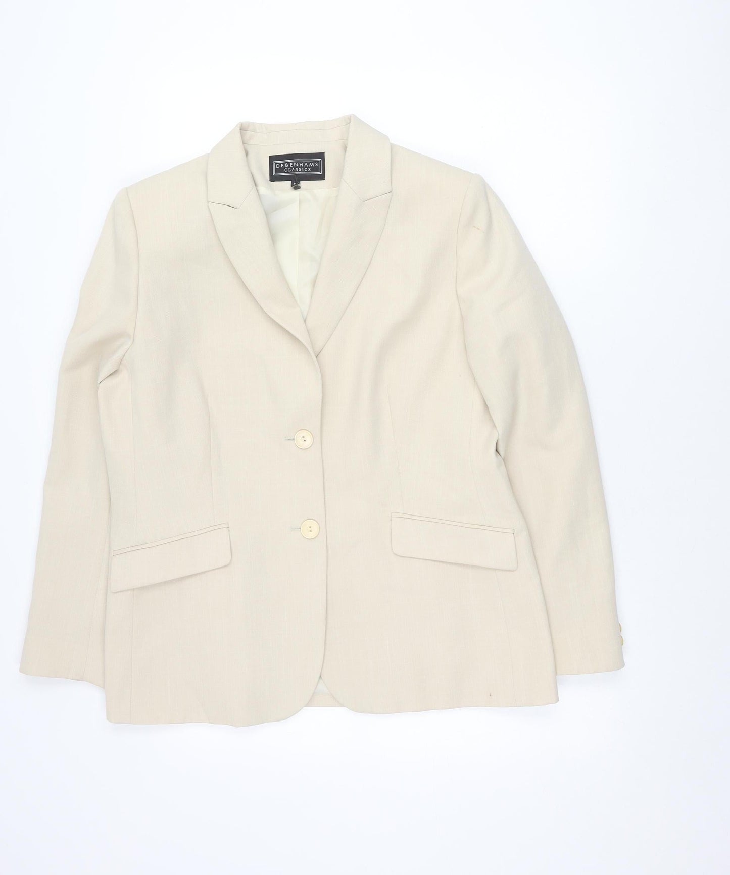 Debenhams Womens Beige Size 16 Classic Regular Fit Blazer Jacket