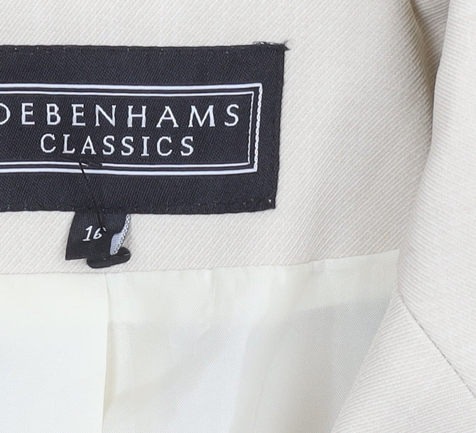 Debenhams Womens Beige Size 16 Classic Regular Fit Blazer Jacket