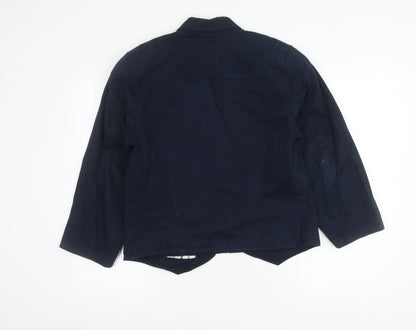 Additions Women's Blue Size 12 Cotton Single-Breasted Blazer Jacket