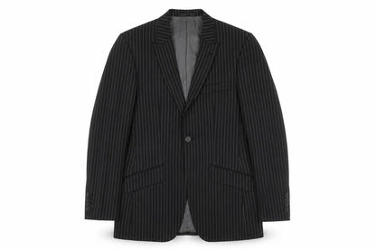 Men’s Black Pinstripe Slim Fit Suit Jacket 34 Chest Wool Blend