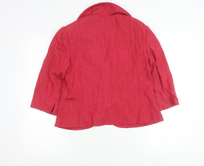 Minuet Women’s Red Textured Shawl Collar Blazer UK 12
