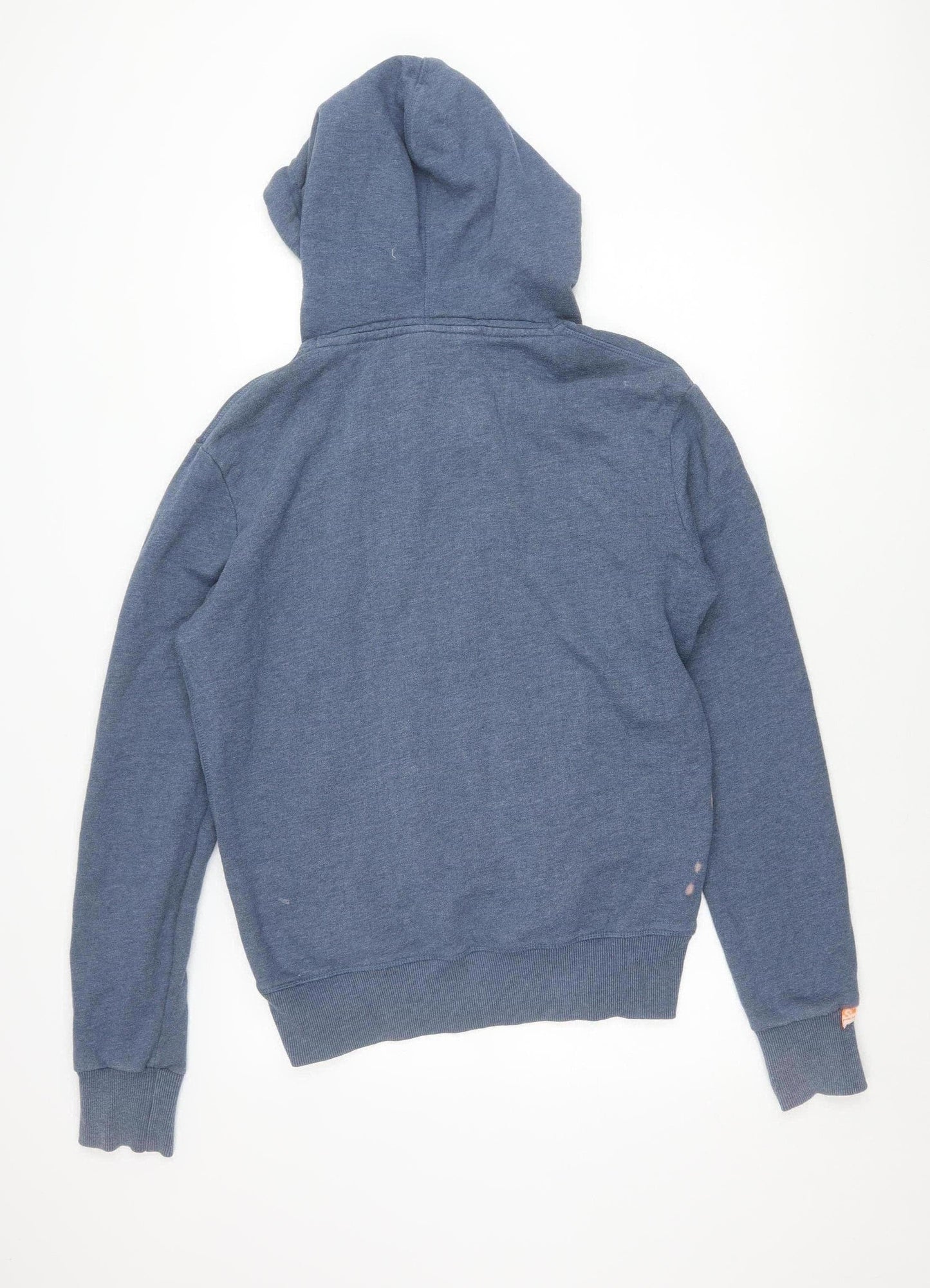Superdry Men’s Blue Pullover Hoodie Size M Graphic Logo Cotton Blend