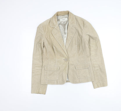Next Women’s Beige Cotton Blazer UK 8 Tailored Jacket Workwear