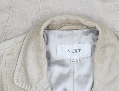 Next Women’s Beige Cotton Blazer UK 8 Tailored Jacket Workwear