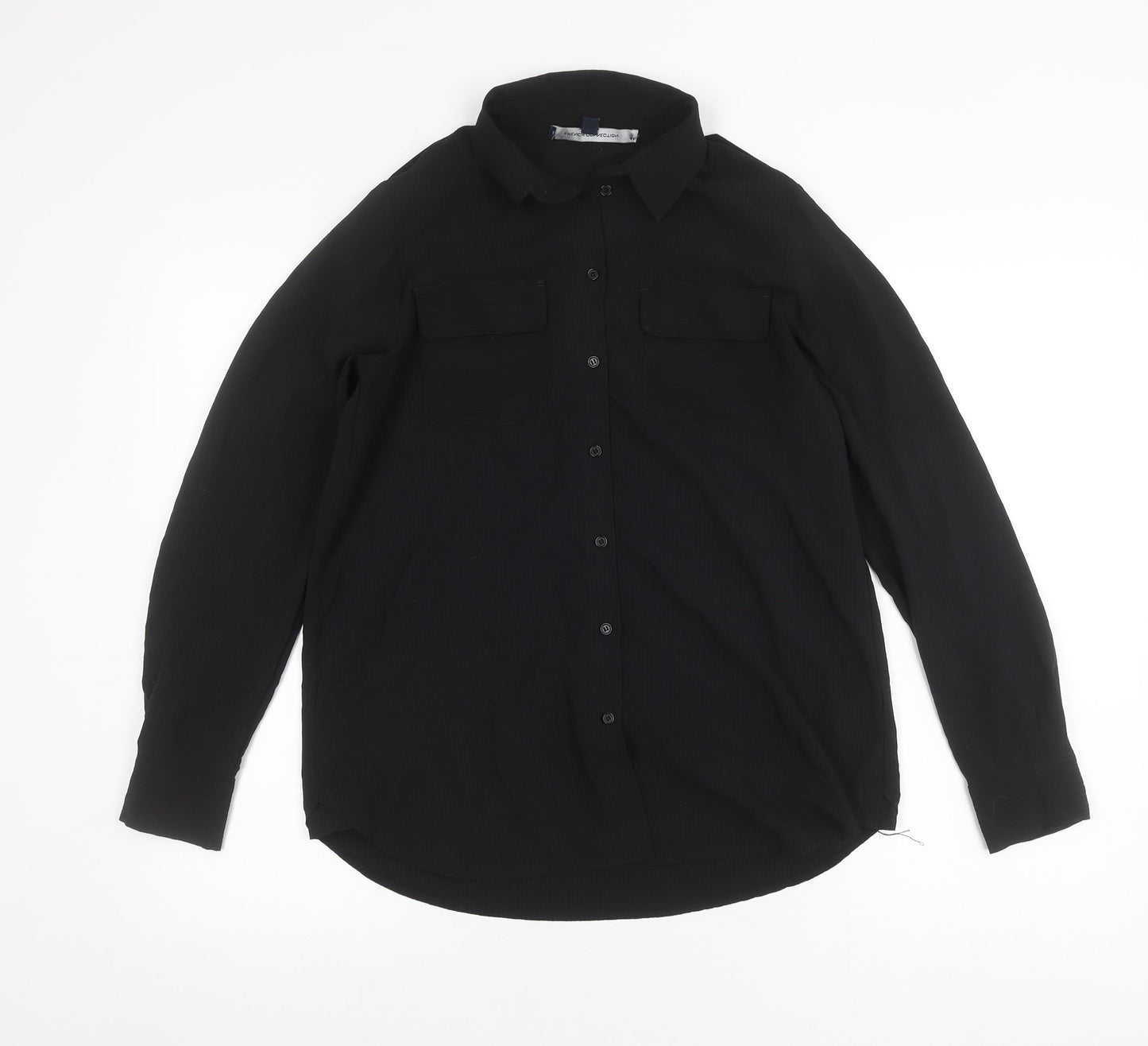 French Connection Womens Black Size 8 Button-Up Long Sleeve Shirt
