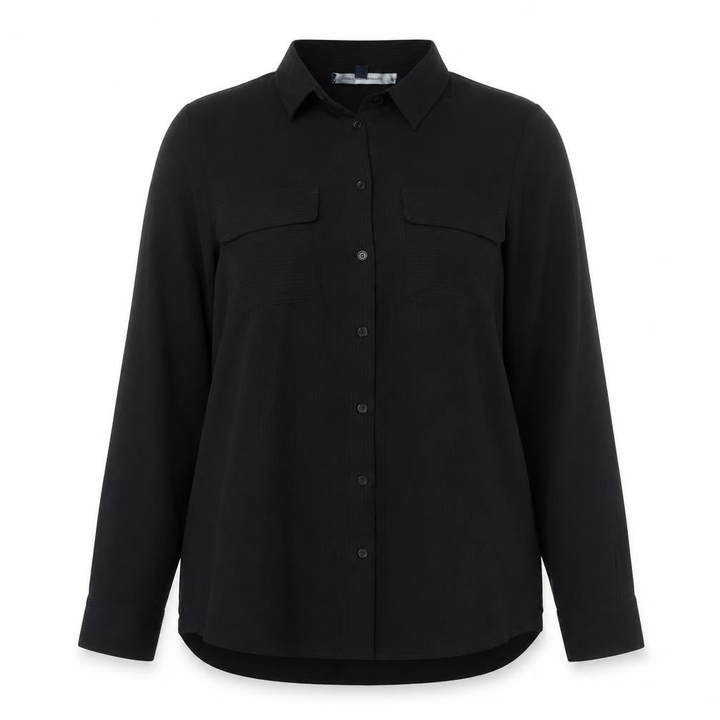 Womens UK Size 8 French Connection Black Basic Button-Up