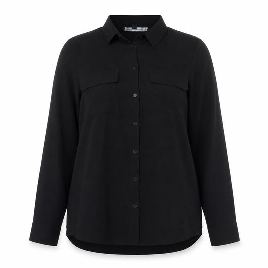 Womens UK Size 8 French Connection Black Basic Button-Up