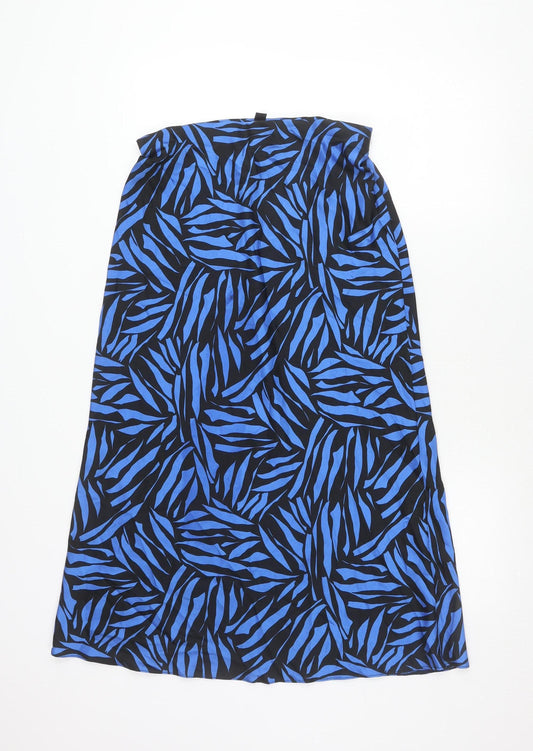 New Look Womens Blue Black Animal Print Size 12 Pencil Skirt