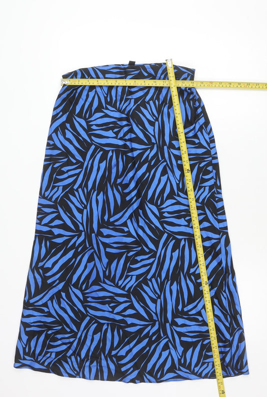 New Look Womens Blue Black Animal Print Size 12 Pencil Skirt
