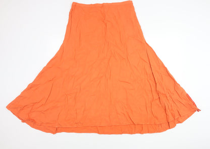 COS Womens Orange Long A-Line Viscose Skirt Size 14